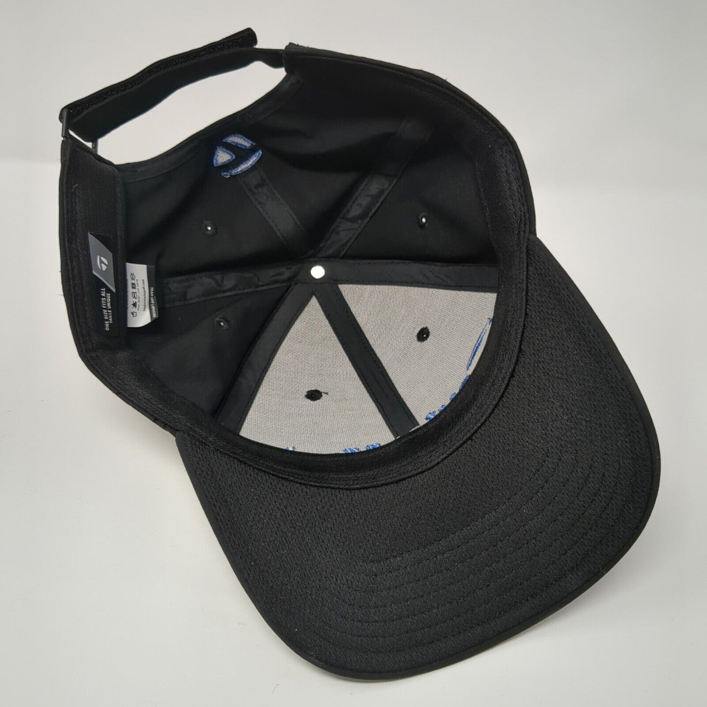 TaylorMade Strapback Golf Hat Black OS Adjustable Embroidered 6 Panel Polyester