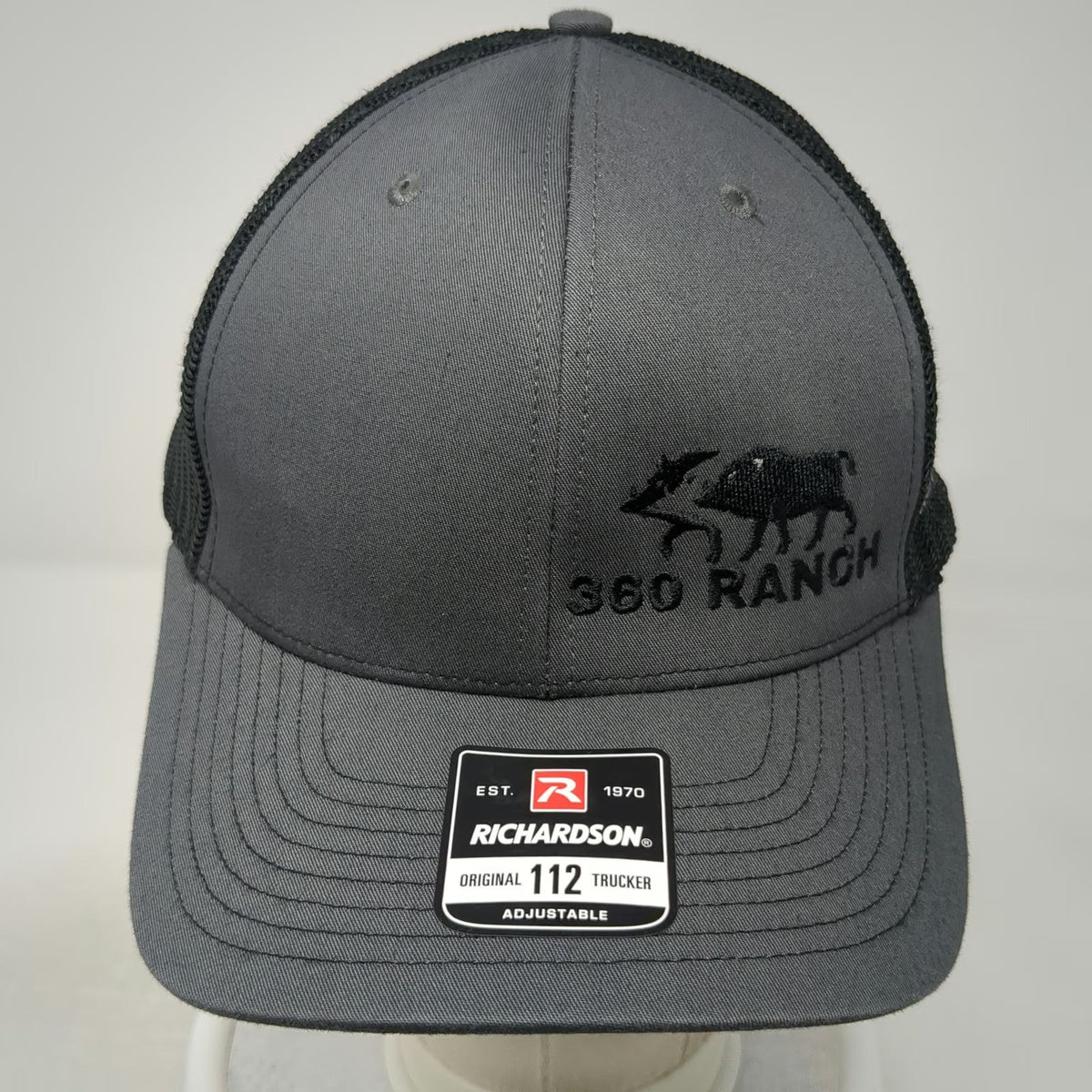 Richardson Trucker Hat Gray One Size 360 Ranch Boar Logo Mesh Snapback 112