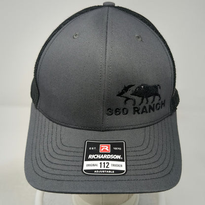 Richardson Trucker Hat Gray One Size 360 Ranch Boar Logo Mesh Snapback 112