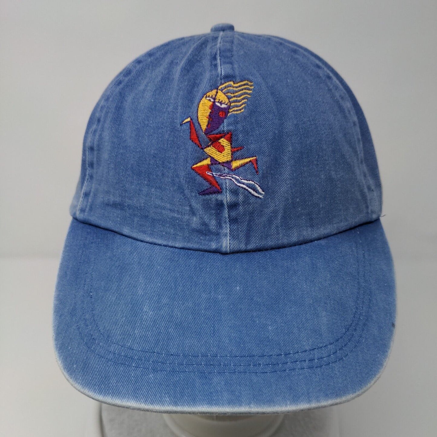 Fahrenheit Slideback Hat Blue OSFA Embroidered Leather Strap 6 Panel