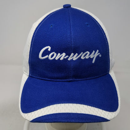 Con-way Script Logo Baseball Cap Blue White One Size Mesh Back Slideback Hat