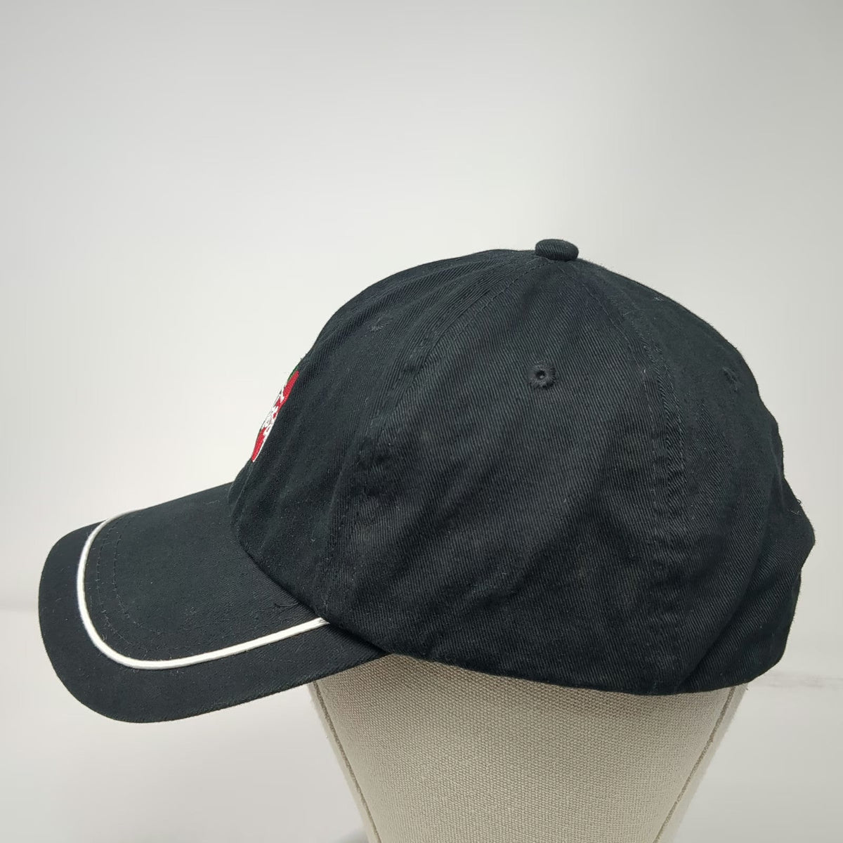 Stussy Baseball Cap Black One Size Red Green Logo White Piping Slideback hat