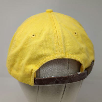 Adams Baseball Cap Yellow One Size Leather Strap Embroidered Garden Club Hat