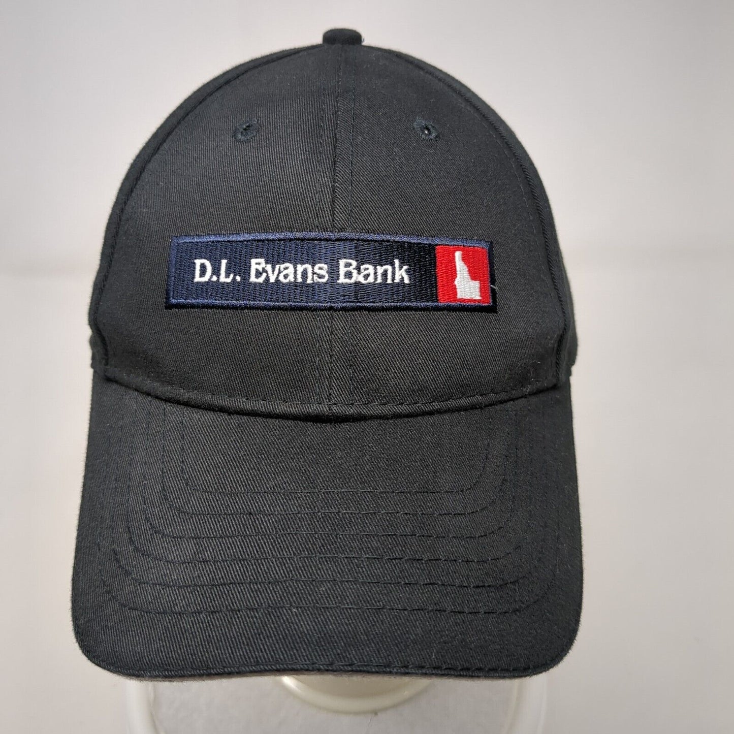 D.L. Evans Bank Strapback Hat Black OSFA Adjustable Embroidered 6 Panel