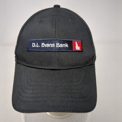 D.L. Evans Bank Strapback Hat Black OSFA Adjustable Embroidered 6 Panel
