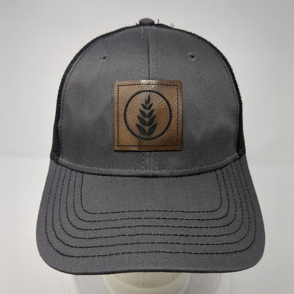 Otto Snapback Trucker Hat Gray One Size Adjustable Mesh Back Leather Patch