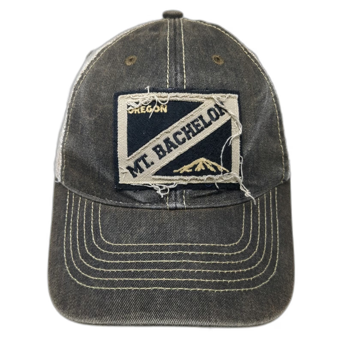 Legacy Trucker Hat Gray Beige Blue Yellow One Size Mountain Patch Snapback