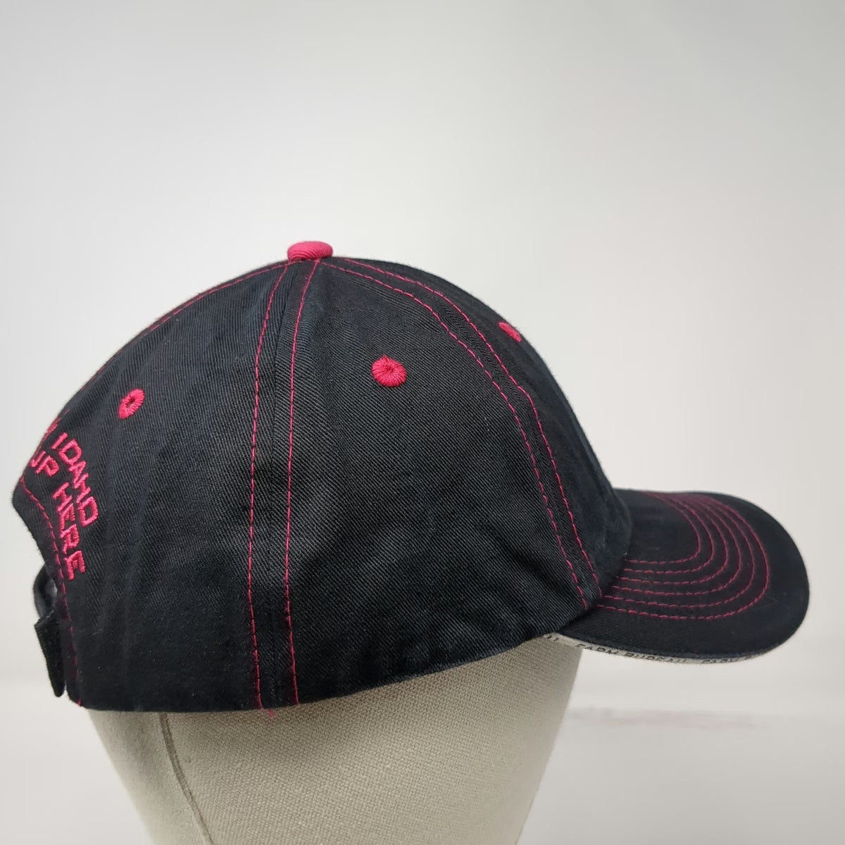 Buck's Bags Baseball Cap Black One Size Farm Bureau Ins Idaho Pink Stitching Hat