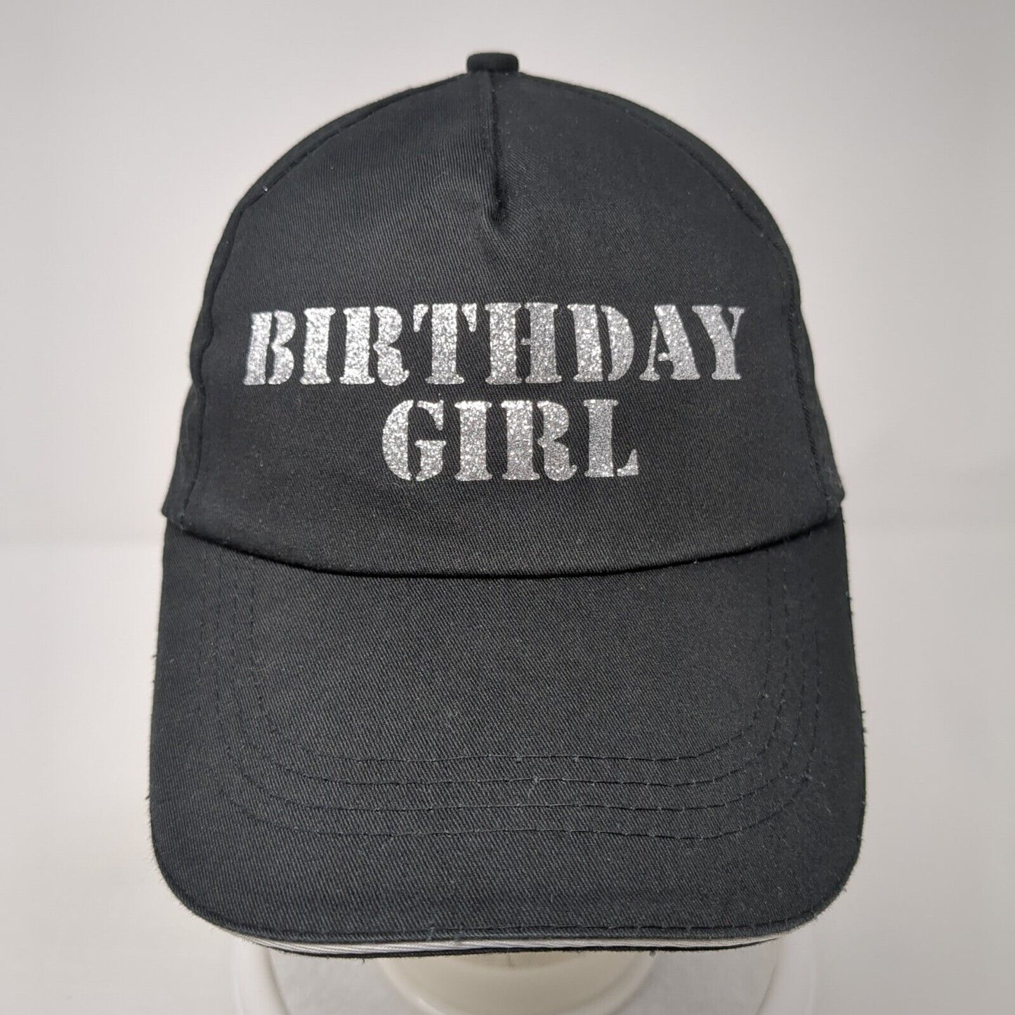 Birthday Girl Strapback Hat Black One Size Adjustable Solid Outdoor