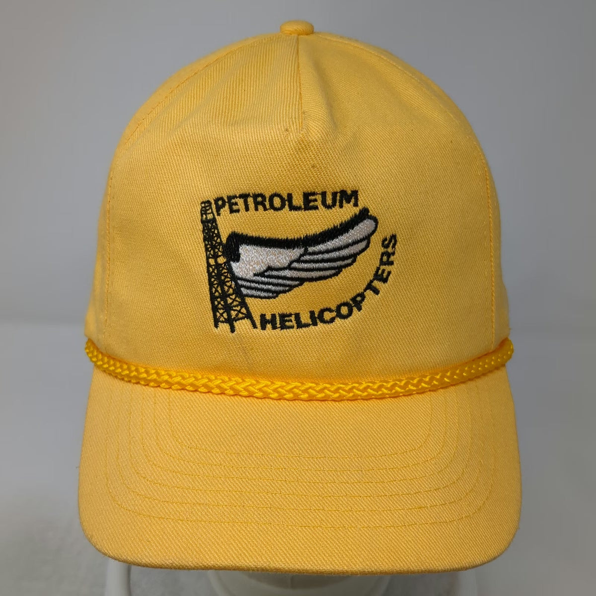 KC 5 Panel Yellow One Size Petroleum Helicopters Aviation Rope Brim Snapback Hat