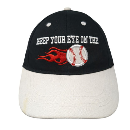 Keep Your Eye On The Ball Strapback Hat Black OS Adjustable Embroidered Cotton