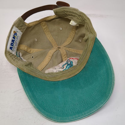Adams Baseball Cap Beige Green One Size Vermont State Alpine Killington Leather