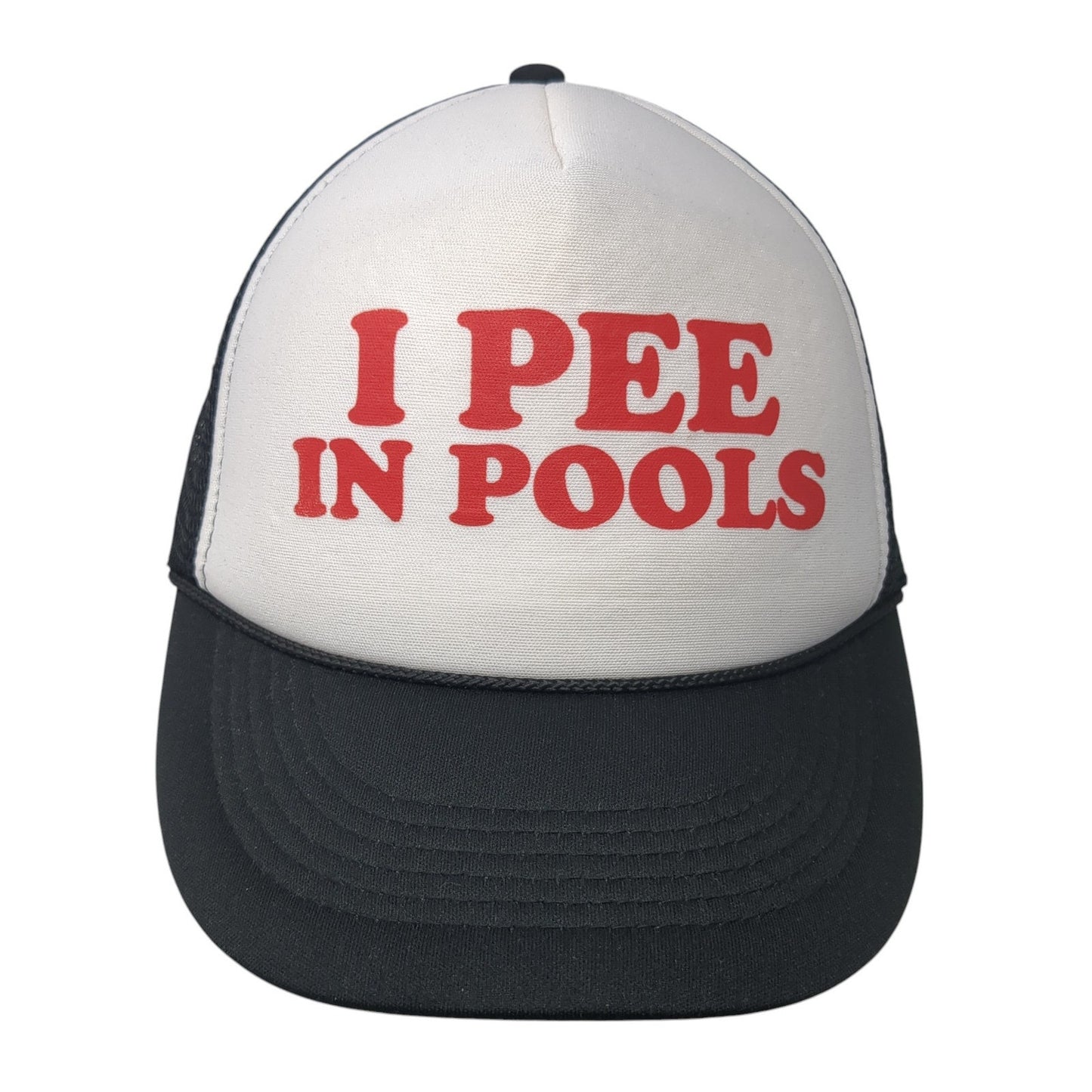 I Pee In Pools Snapback Rope Trucker Hat Black One Size Mesh Back Cobra