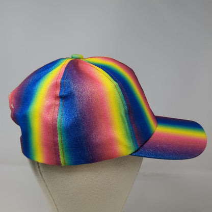 Blue Rainbow Glitter Sparkle Snapback Hat One Size Shiny Colorful 6 Panel