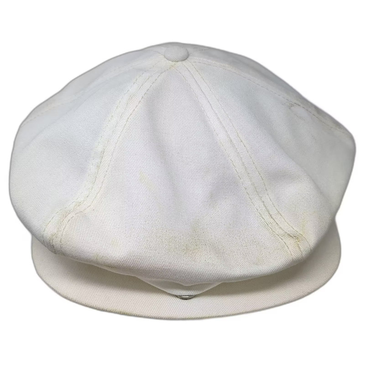 Newsboy Cap Hat White One Size Snapback Made in USA Vintage 8 Panel Solid