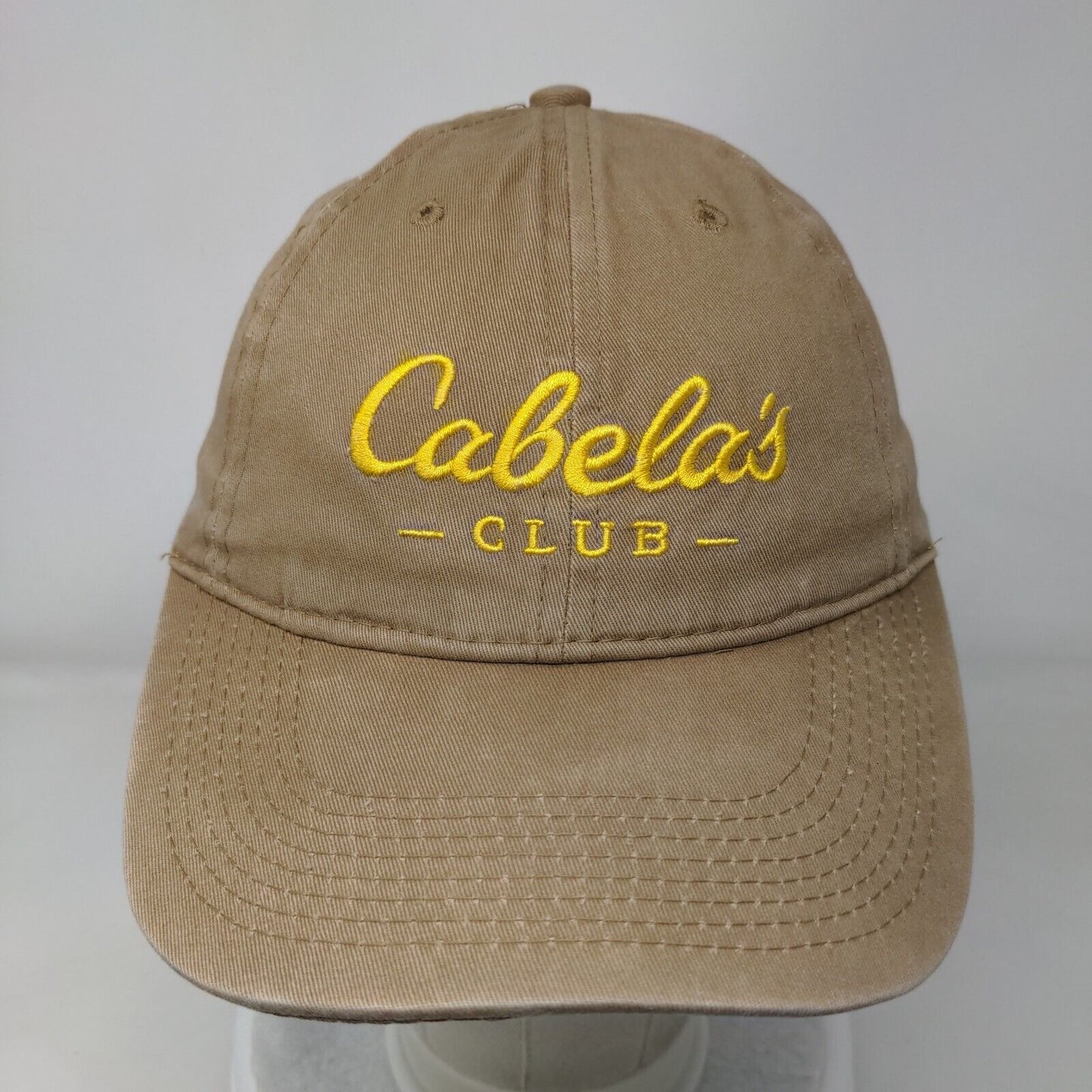 Cabela's Club Slideback Hat Tan One Size Adjustable Embroidered 6 Panel