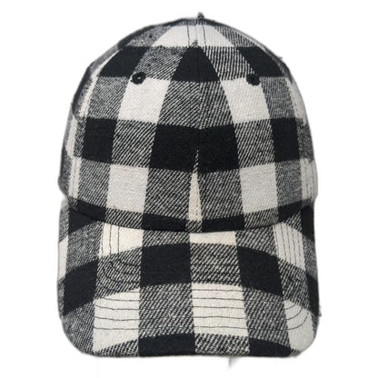KBETHOS Baseball Cap Black White One Size Buffalo Plaid Checkered Slideback Hat
