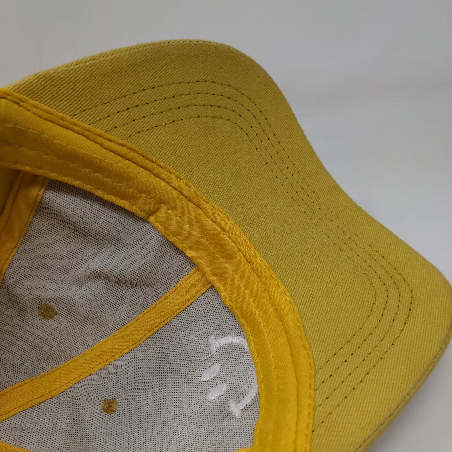 Smiley Face Slideback Hat Yellow One Size Solid Adjustable Embroidered