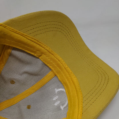 Smiley Face Slideback Hat Yellow One Size Solid Adjustable Embroidered
