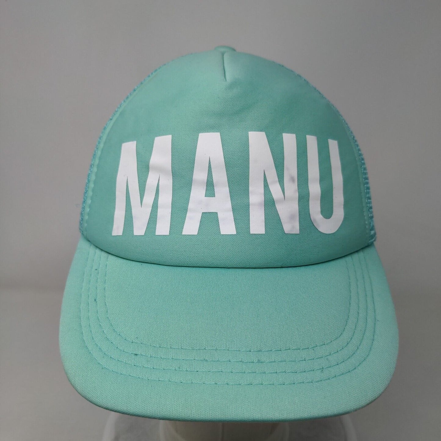 MANU Snapback Mesh Back Trucker Hat Greenish-Blue One Size Adjustable