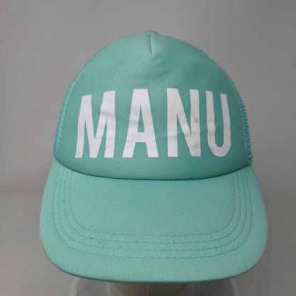 MANU Snapback Mesh Back Trucker Hat Greenish-Blue One Size Adjustable