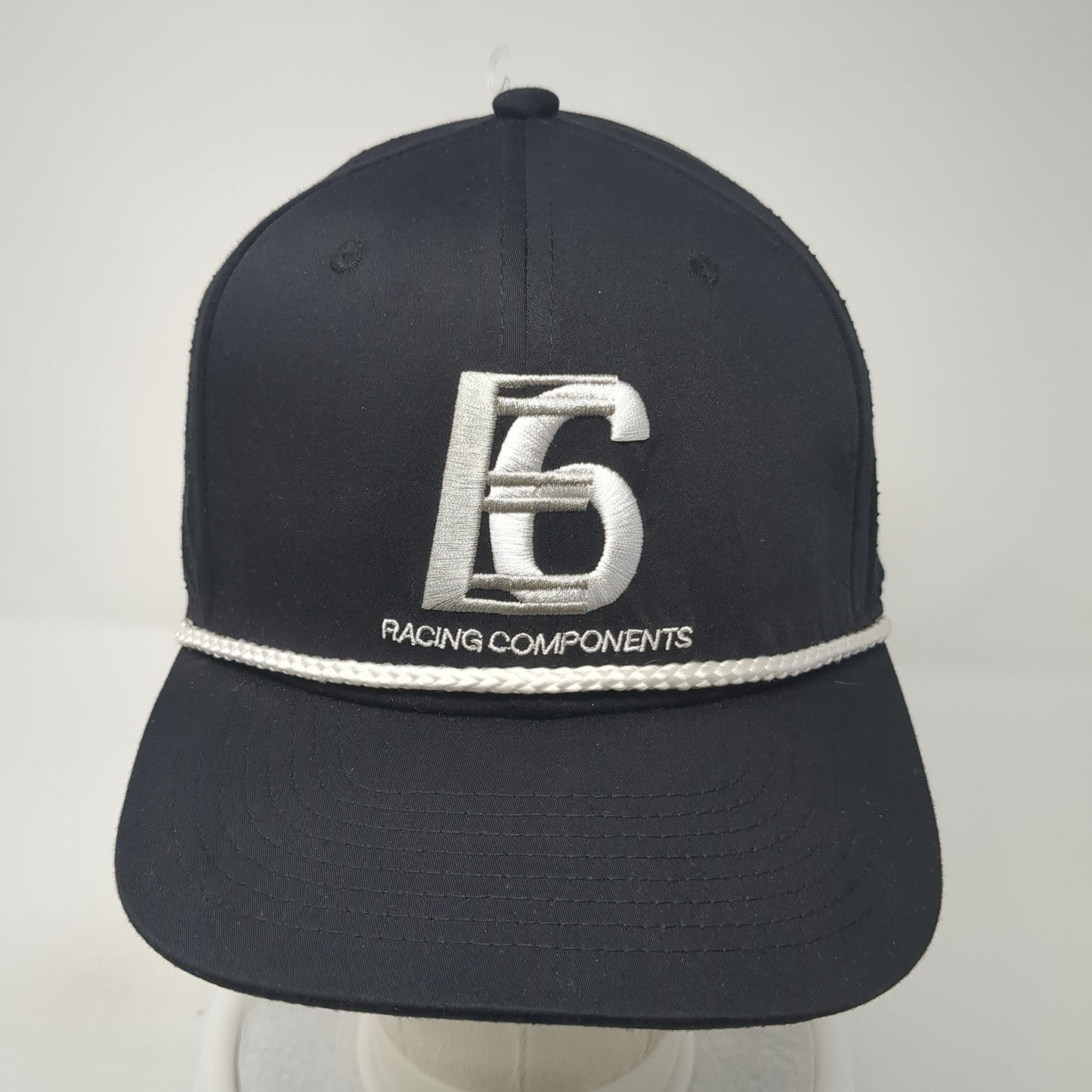 E6 Racing Components Trucker Hat Black One Size Adjustable Embroidered Rope