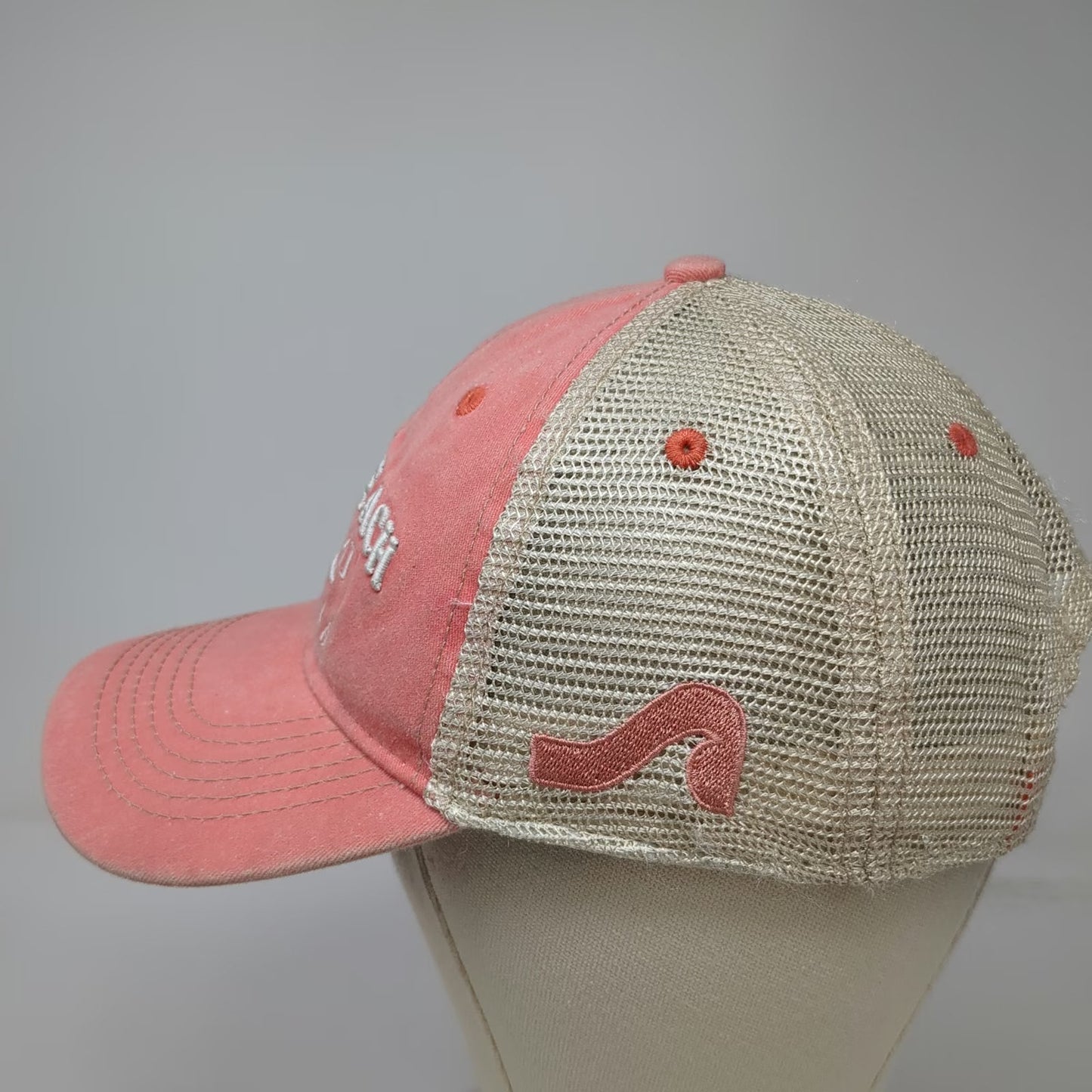 DK Embroidery Trucker Hat Pink Beige Orange One Size South Beach Miami Florida