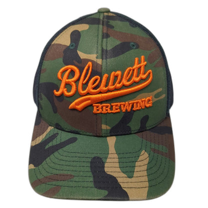 Richardson Trucker Hat Green OSFM Woodland Camo Orange Blewett Brewing Snapback
