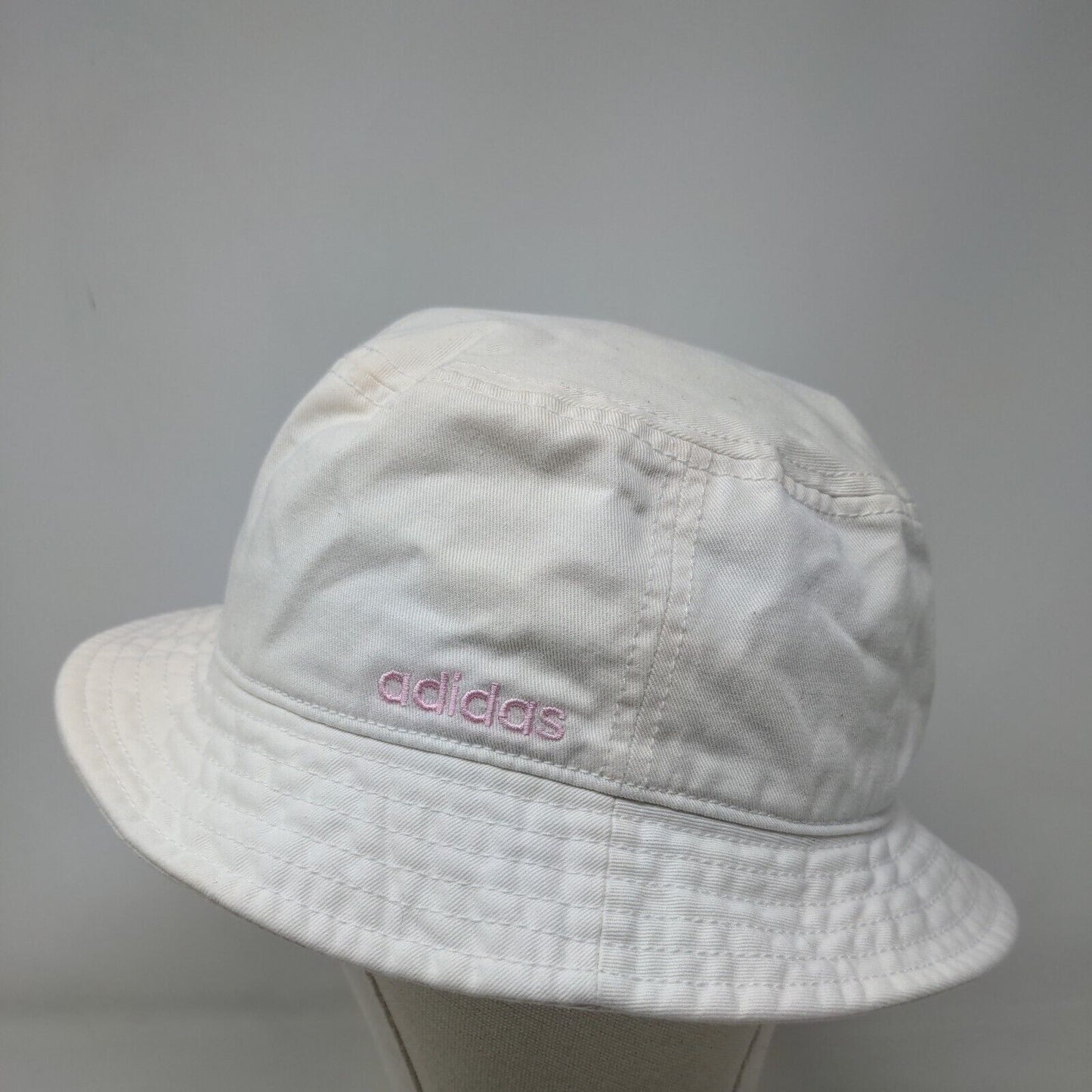 Adidas Bucket Hat Cream One Size Embroidered Logo Climalite Lightweight Cotton