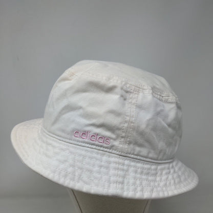 Adidas Bucket Hat Cream One Size Embroidered Logo Climalite Lightweight Cotton