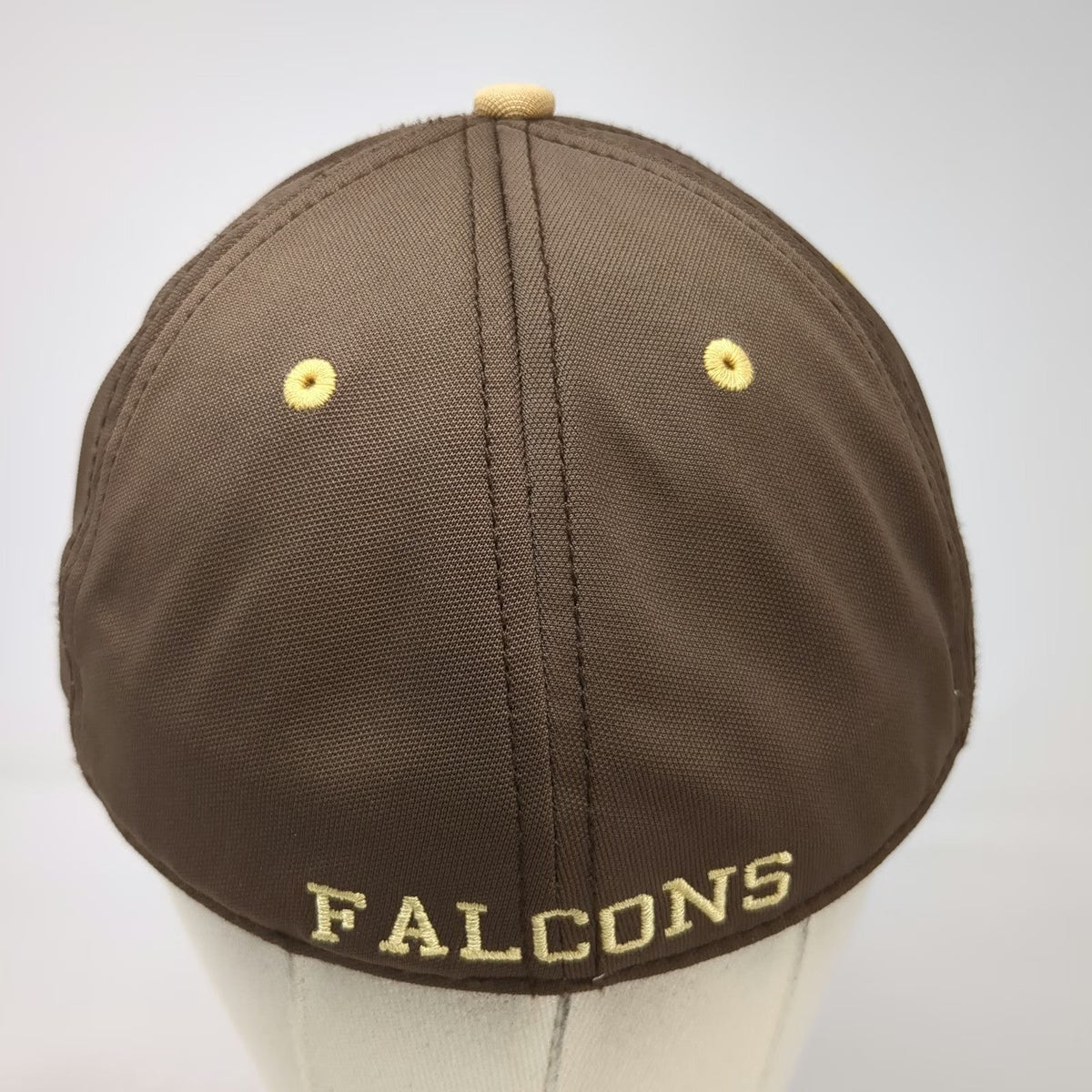 The Game Falcons Cap Brown Gold Size 7 3/8 Fitted Hat Gametek Embroidered V Logo