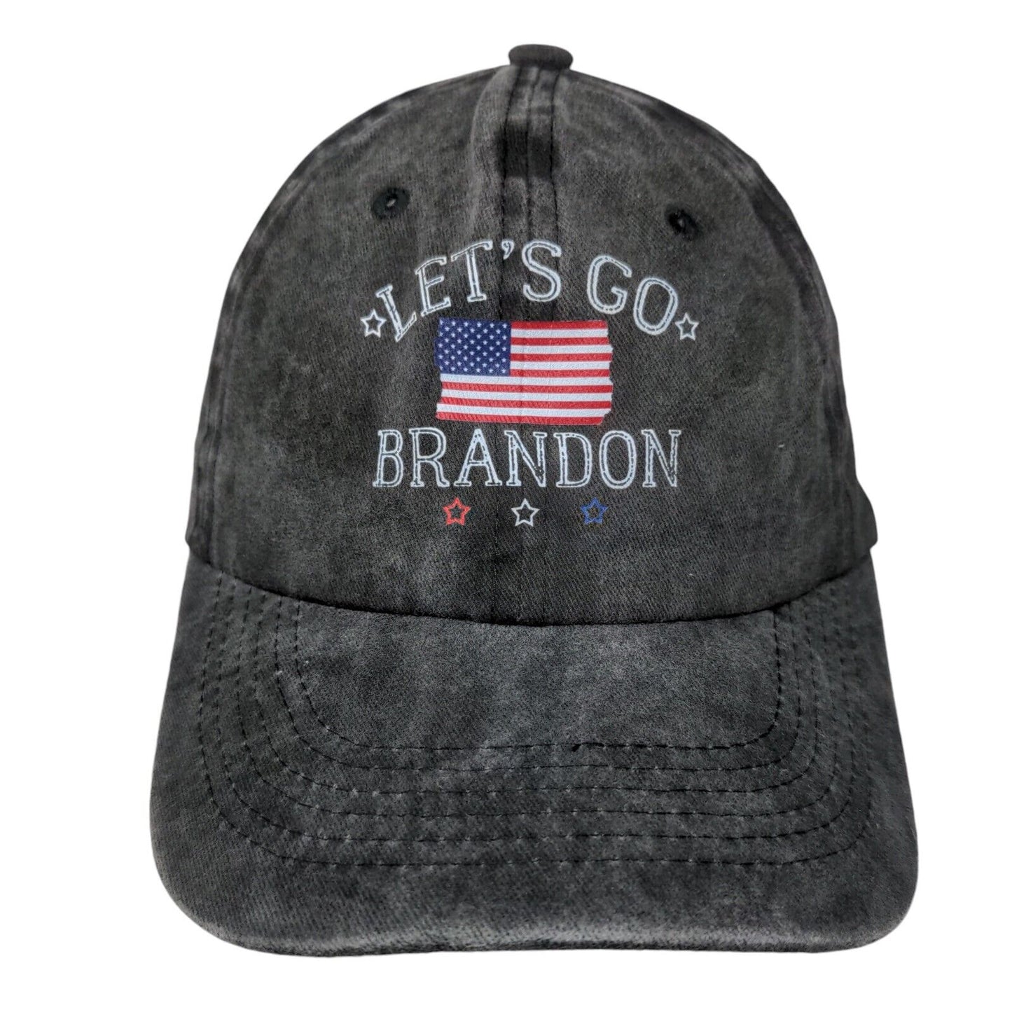 Let's Go Brandon American Flag Slideback Hat Gray One Size 6 Panel