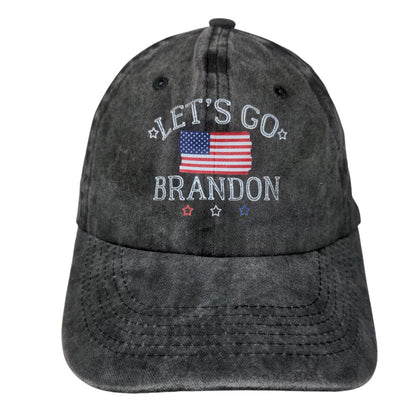 Let's Go Brandon American Flag Slideback Hat Gray One Size 6 Panel