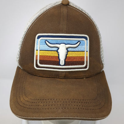 Cody James Trucker Hat Brown One Size Bull Skull Patch Mesh Snapback Retro Logo