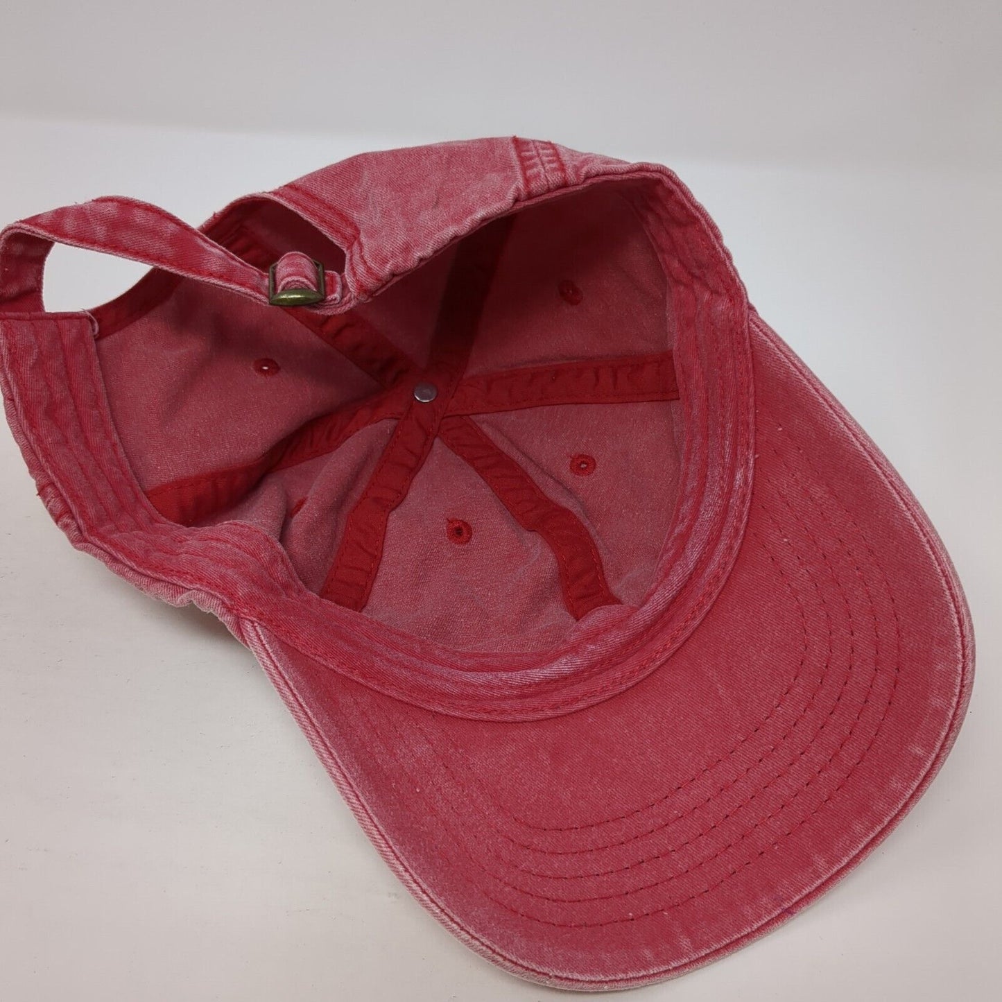 Unbranded Slideback Hat Red One Size Adjustable Vented Holes 6 Panel Blank