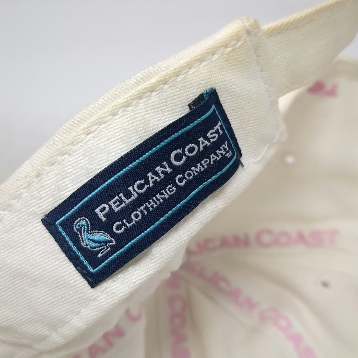 Pelican Coast Baseball Cap White One Size Logo Embroidered Slideback Cotton hat