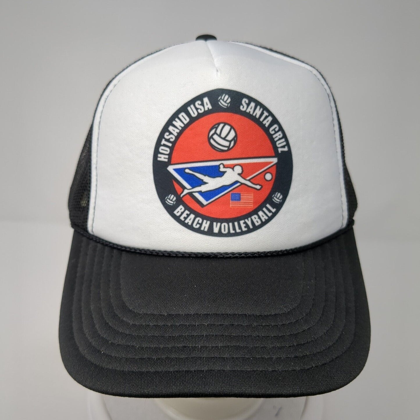 Hotsand USA Santa Cruz Beach Volleyball Snapback Trucker Hat Black OS Mesh Rope
