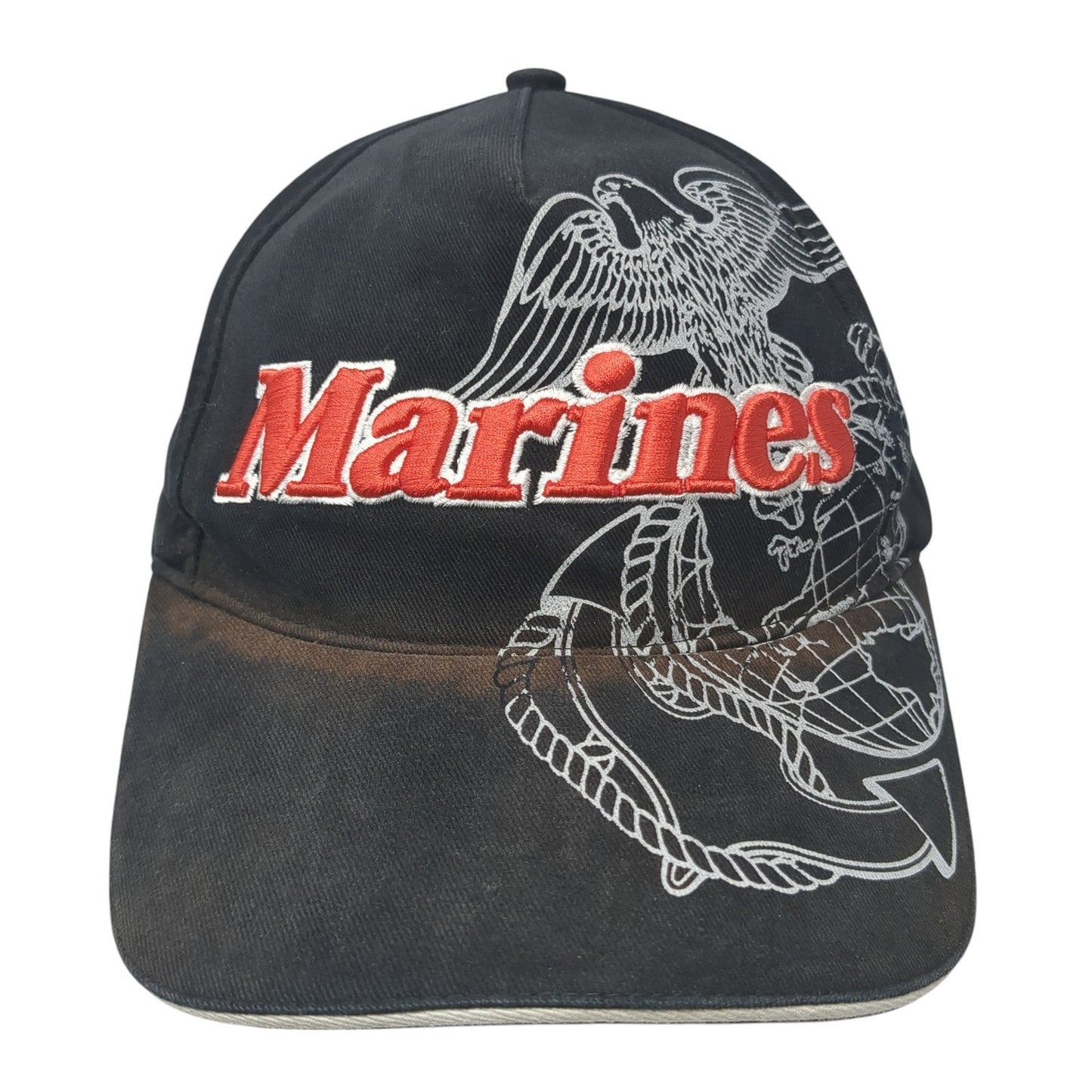 Marines Strapback Hat Black One Size Adjustable Embroidered Rothco