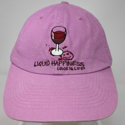 The Mountain Baseball Cap Pink One Size Liquid Happiness Wine Is Life Logo Hat