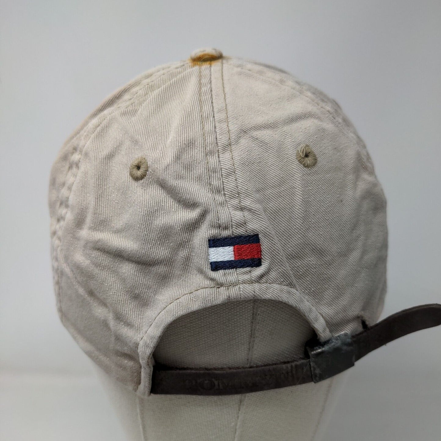 Tommy Hilfiger 1985 Slideback Hat Tan OSFA Embroidered Leather Strap