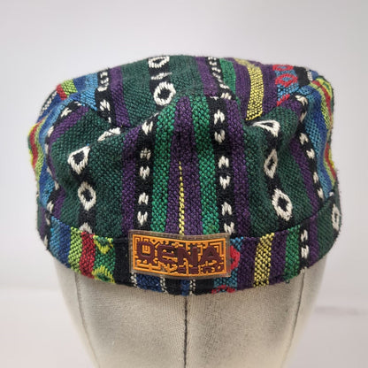 Qena Design Army Cap Green Multicolor One Size Woven Geometric Peru Patch Hat