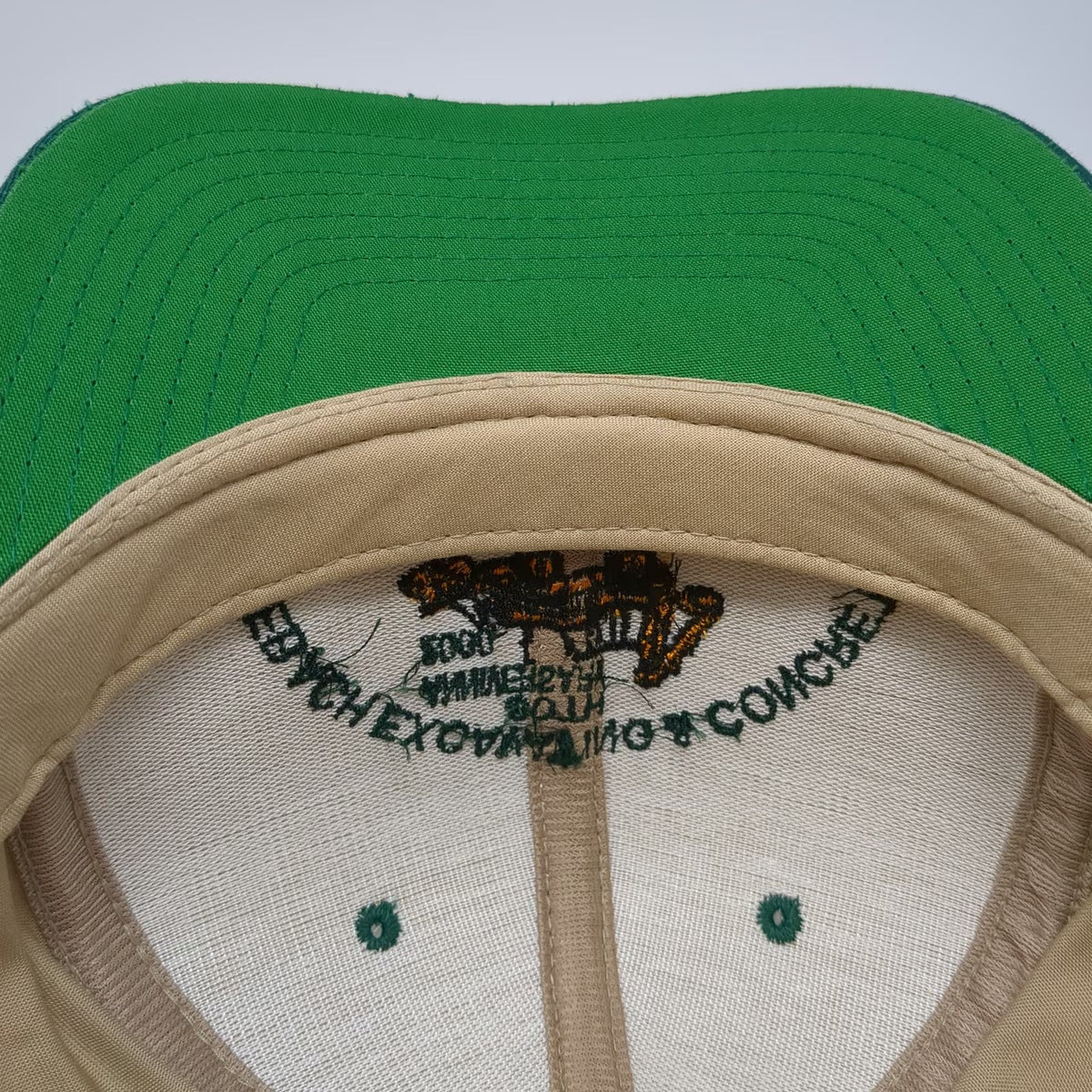 Yupoong Snapback Beige Green Hat One Size Excavating Concrete Construction 2000