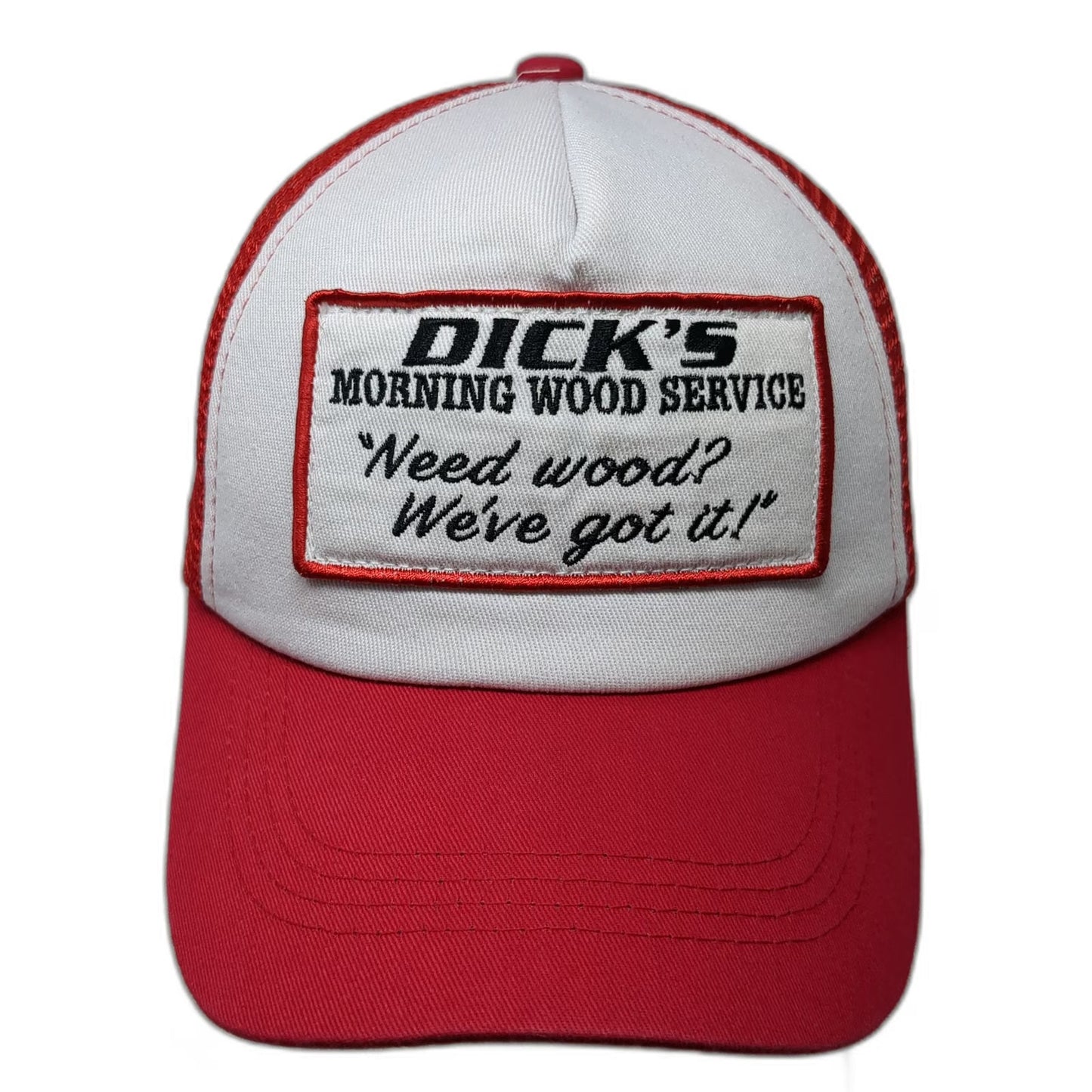 Spirit Trucker Hat Red One Size Dick's Morning Wood Service Joke Patch Mesh Back