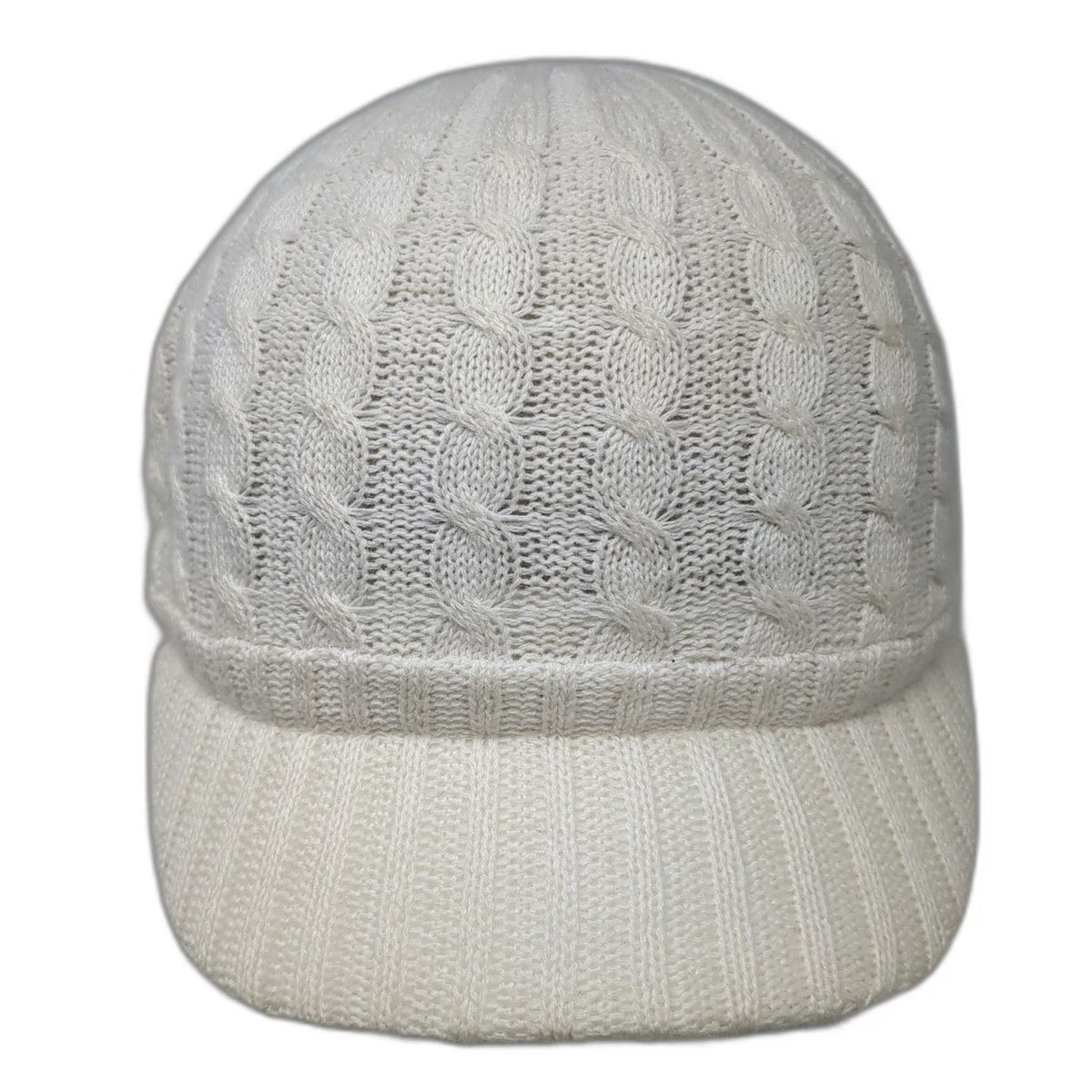 Army Cap White One Size Cable Knit Cotton Blend Brimmed Visor Stretch Solid Hat