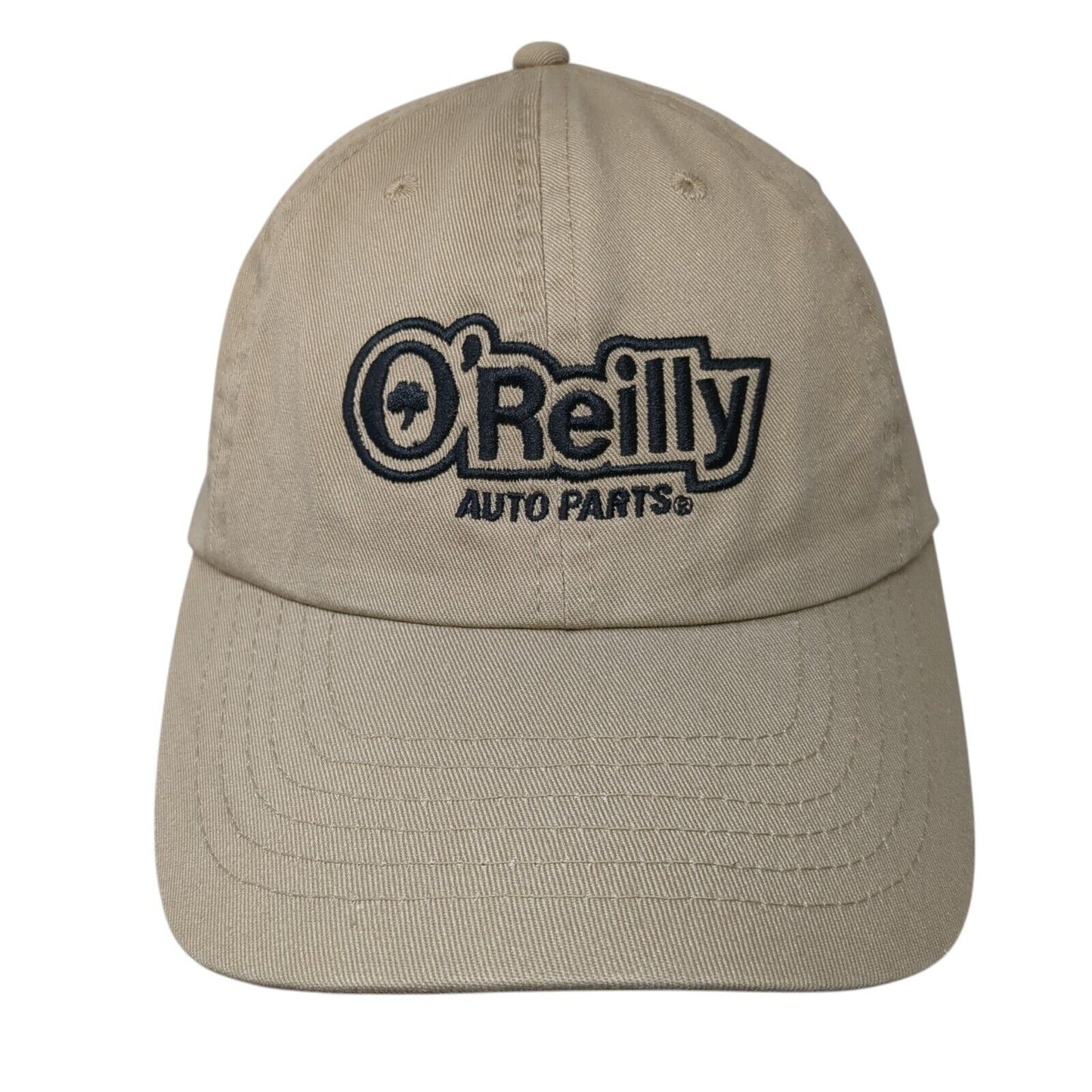 O' Reilly Auto Parts Strapback Hat Tan One Size Adjustable Embroidered 6 Panel