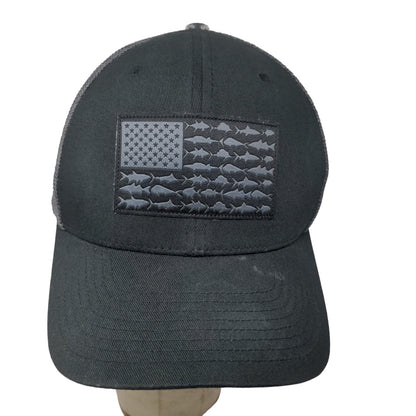 Columbia PFG Men's Fitted Mesh Back Hat Black Size L/XL Embroidered Fish Flag