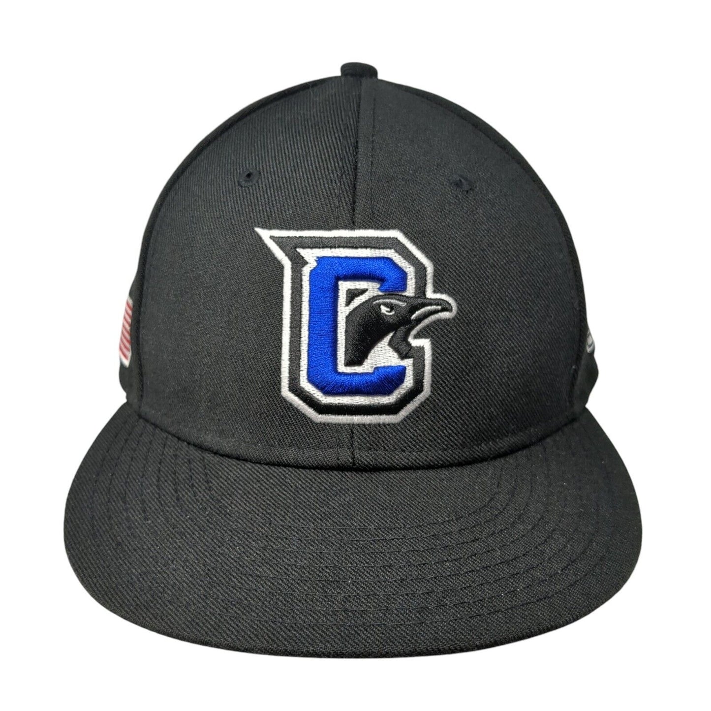 The Game Pro Fitted Hat Black 7 3/6 Embroidered Logo American Flag