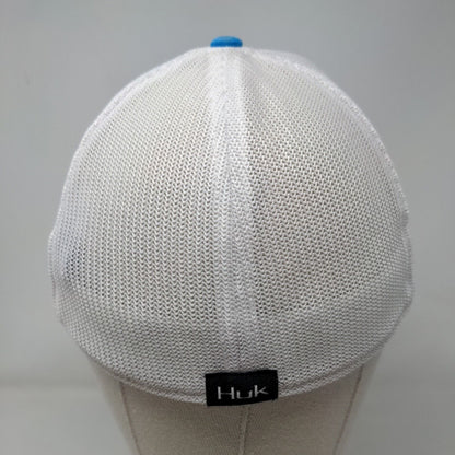 Huk Fishing Fitted Trucker Hat Blue S-M Breathable Mesh Back A-Flex Vented Holes