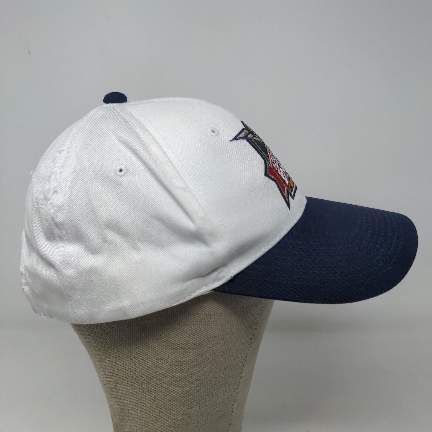 OC Cap Mens Strapback Hat White Blue OSFA Embroidered Vintage 2003 Indy 500 Logo