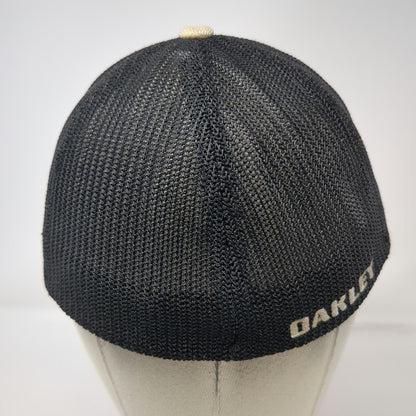 Oakley Baseball Cap Beige M Fitted Mesh Back Stretch Breathable Logo Shield Hat